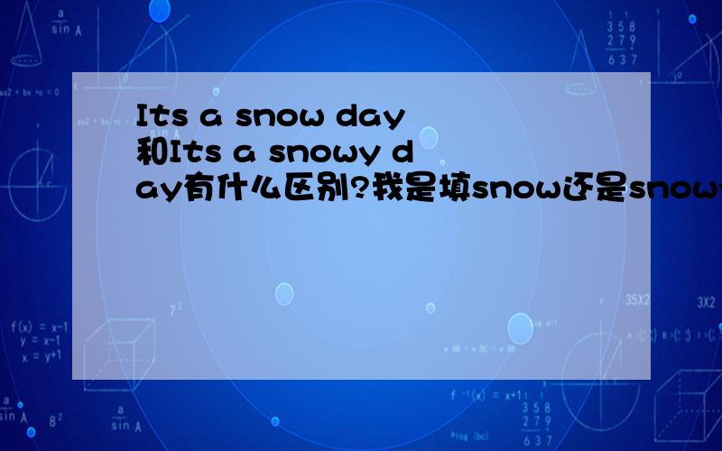 Its a snow day和Its a snowy day有什么区别?我是填snow还是snowy?