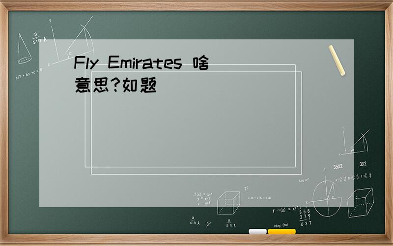 Fly Emirates 啥意思?如题