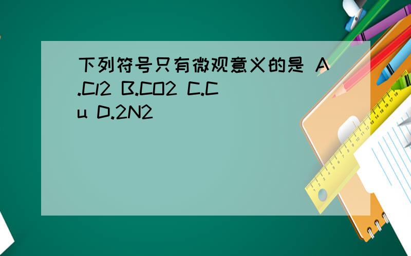 下列符号只有微观意义的是 A.Cl2 B.CO2 C.Cu D.2N2