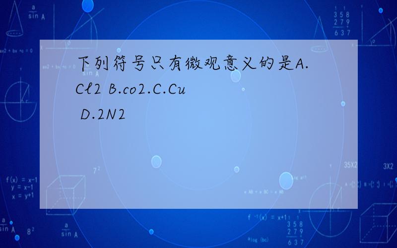 下列符号只有微观意义的是A.Cl2 B.co2.C.Cu D.2N2