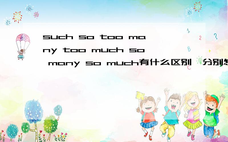 such so too many too much so many so much有什么区别,分别怎么用